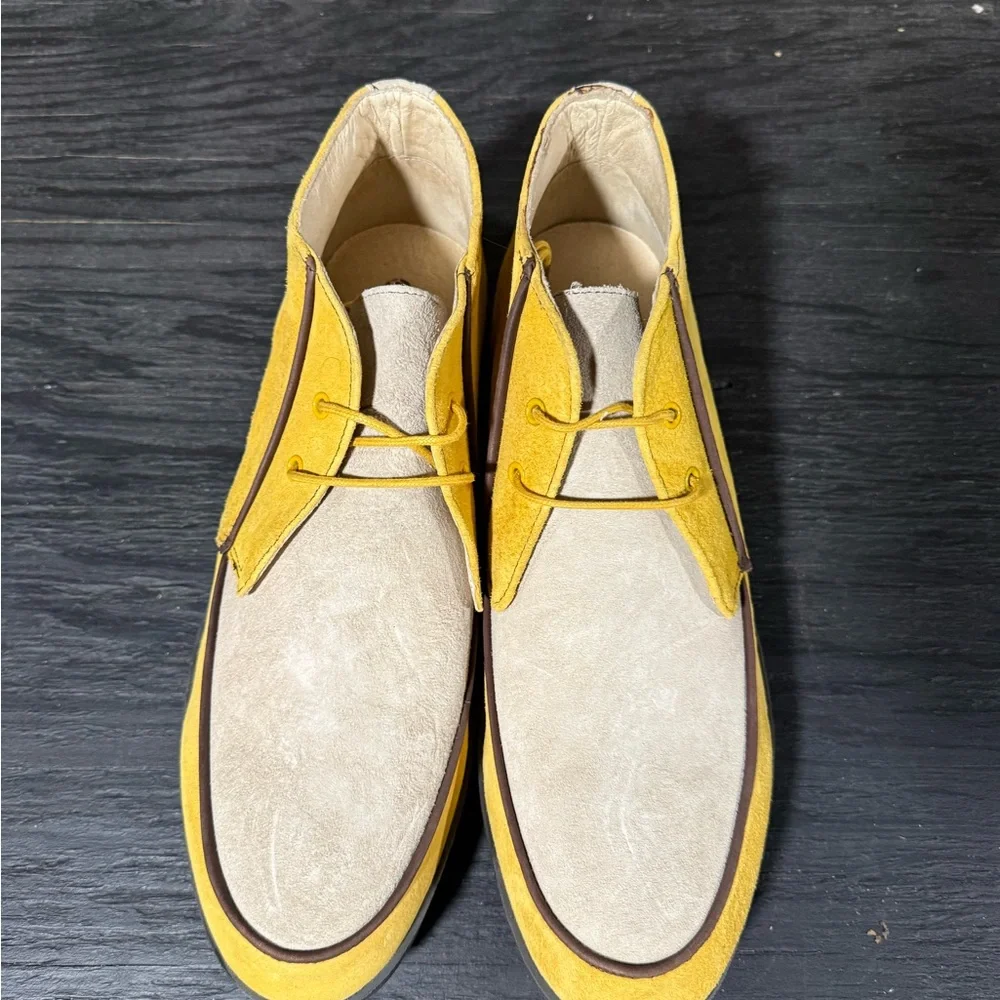 Hush Puppies Suede Shoes Yellow Black Mens Size 12 NWOB - Picture 6 of 10